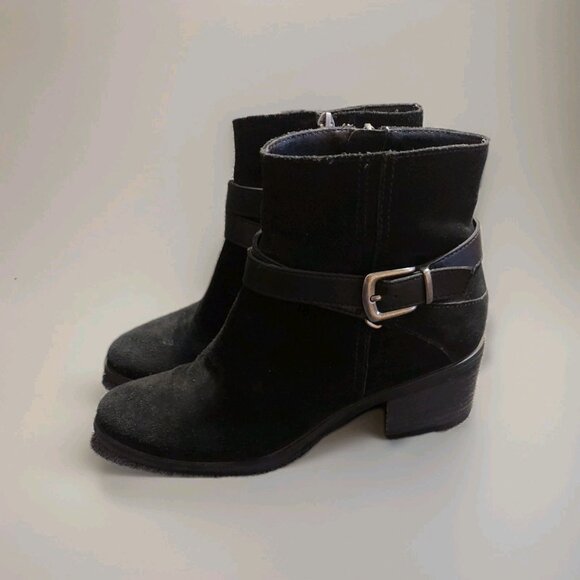 Bjorndal Karla Black Suede Leather Ankle Boots Anti-slip Zip Woman's Size 8.5 - Picture 1 of 11